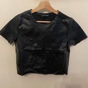 Zara faux leather tee with design